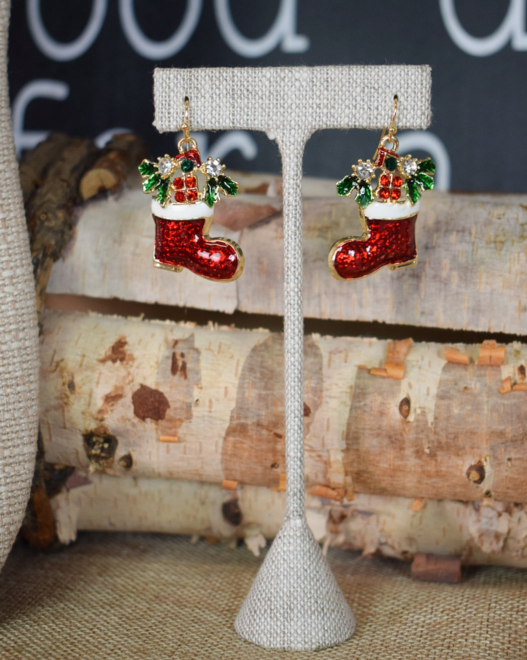 SANTA BOOTS EARRINGS - RED