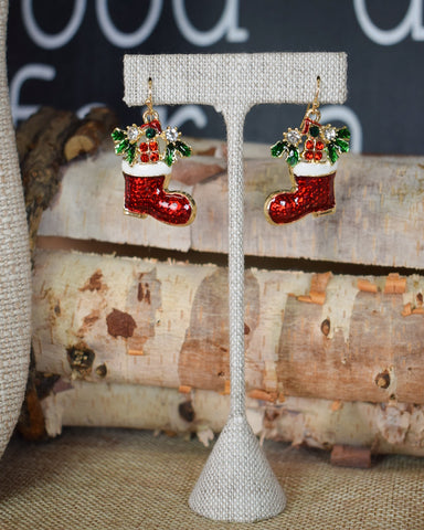 SANTA BOOTS EARRINGS - RED