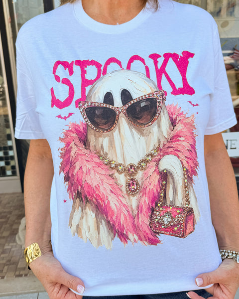 SPOOKY Bling Graphic Tee - White - Reg/Curvy