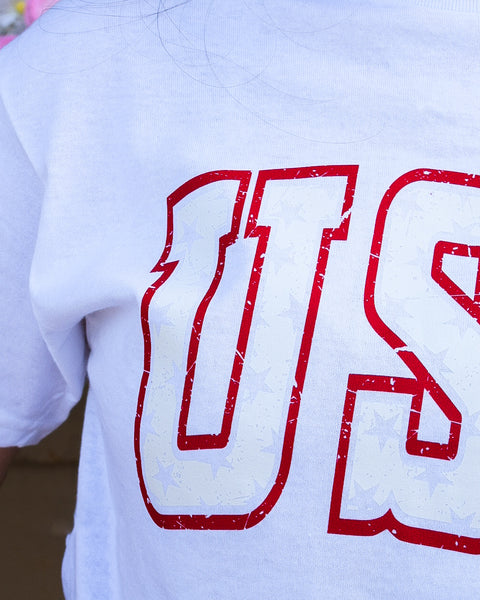USA Graphic Tee - White - Reg/Curvy - Salty Lime Boutique