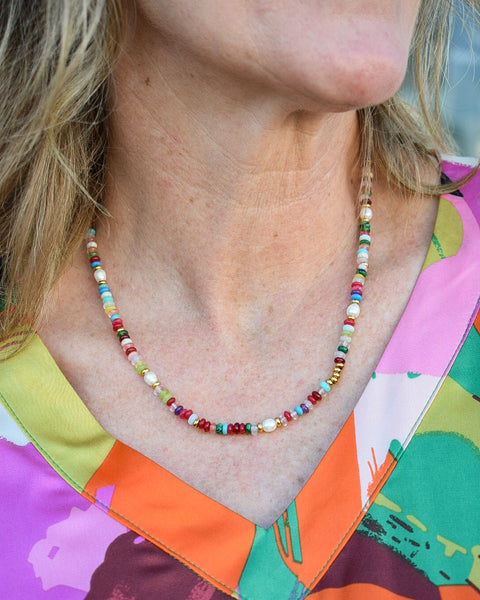 SUNNY NON-TARNISH BOHO COLOR BEADED NECKLACE