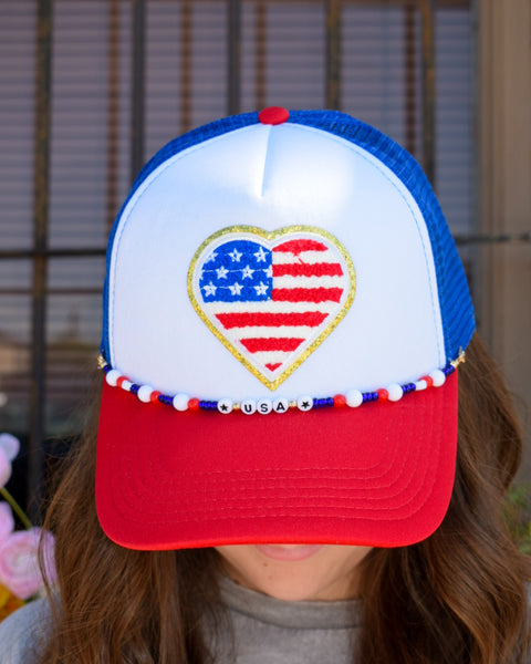 Americana Heart Trucker Hat - Salty Lime Boutique
