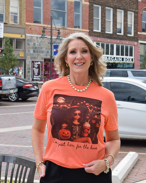 Just Here For The Boos Graphic Tee - Heathered Orange - Salty Lime Boutique