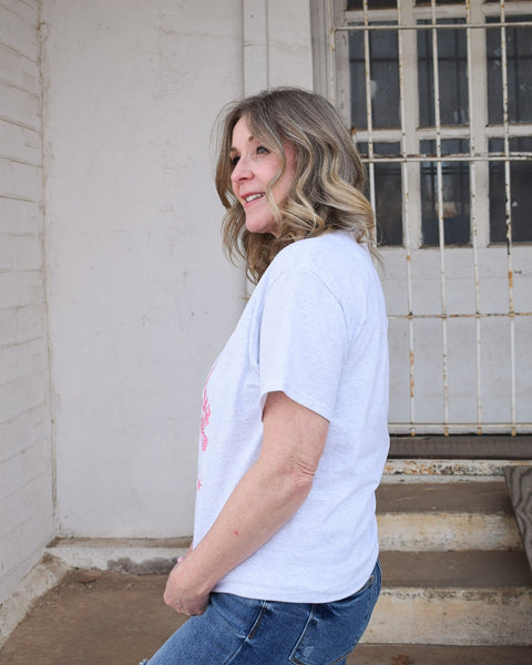 FEELIN LUCKY GRAPHIC TEE- HEATHERED GREY - CURVY - Salty Lime Boutique