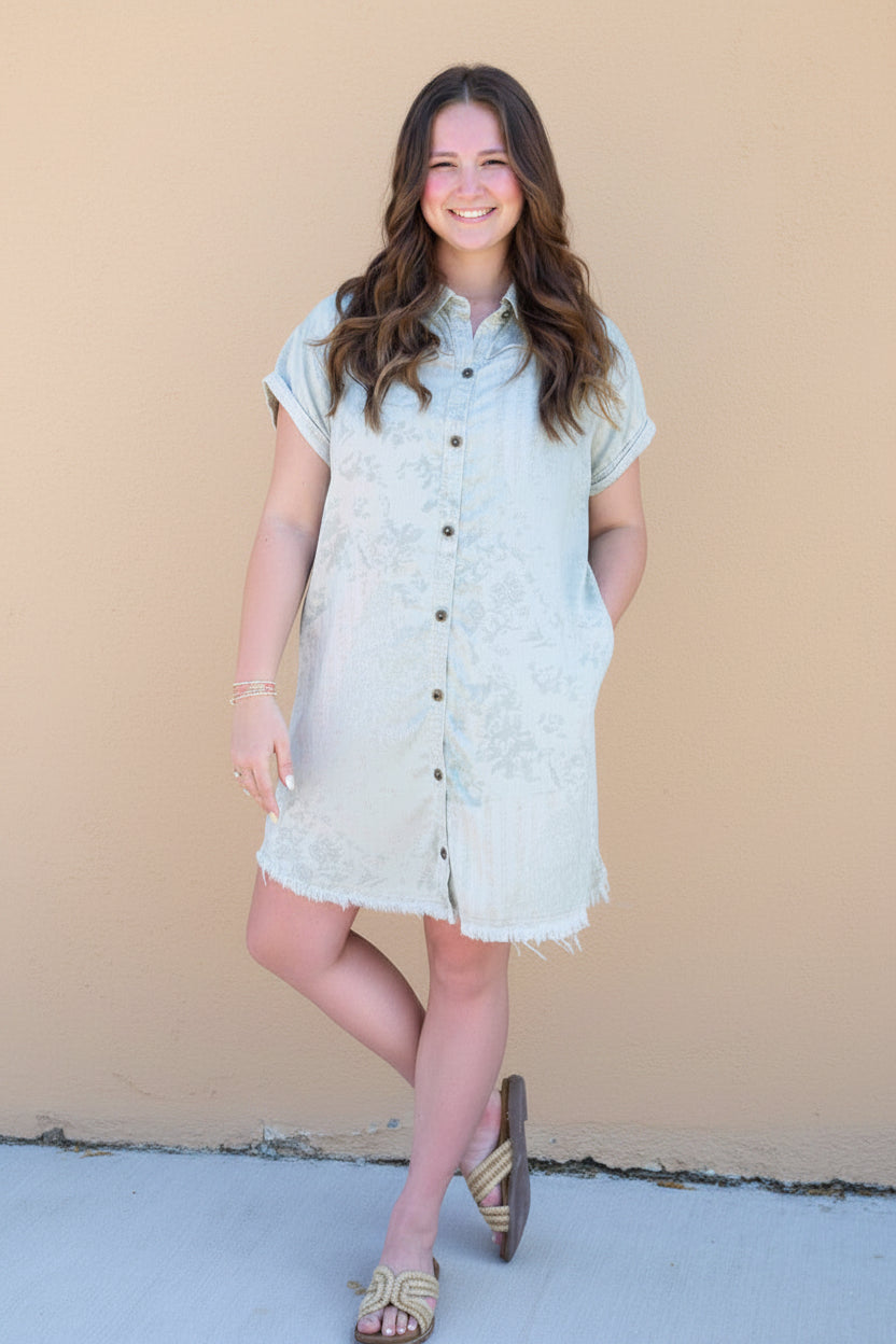 easel denim dress Smocked Neck Maxi Washed / M, Size M 42 Length Vintage Patchwork Midi Dress By
