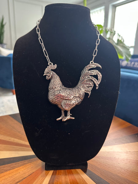 ROOSTER CHUNKY NECKLACE - SILVER - Salty Lime Boutique