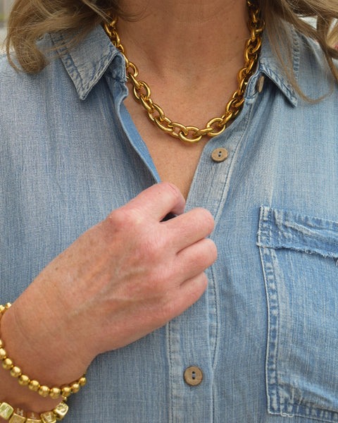 Jillian Gold Chunky Chain Necklace | 18K Gold Plate, Water Resistant & Tarnish Resistant