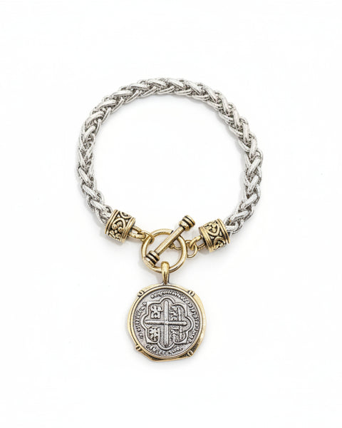 COIN ROPE CHAIN BRACELET - SILVER/GOLD - Salty Lime Boutique