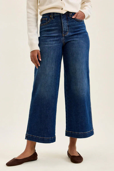 HW TC Claudia Ankle Wide Leg- Deep Indigo by Judy Blue - Salty Lime Boutique