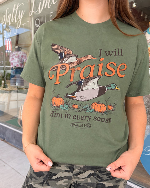 I Will Praise the Lord Graphic Tee - Pine- Reg/Curvy