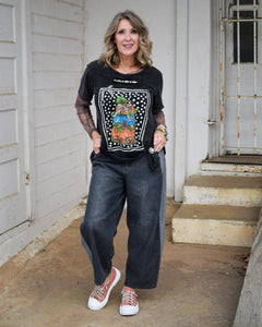 BLESSED PUMPKIN TATTERED TEE - BY A RARE BIRD - BLACK