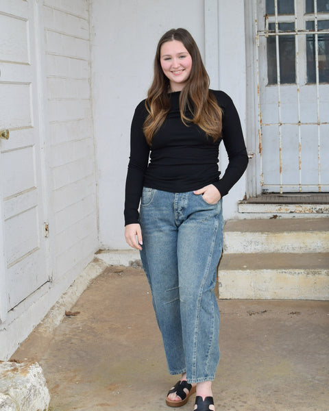 LONG SLEEVE BOLERO TOP- BLACK - Salty Lime Boutique