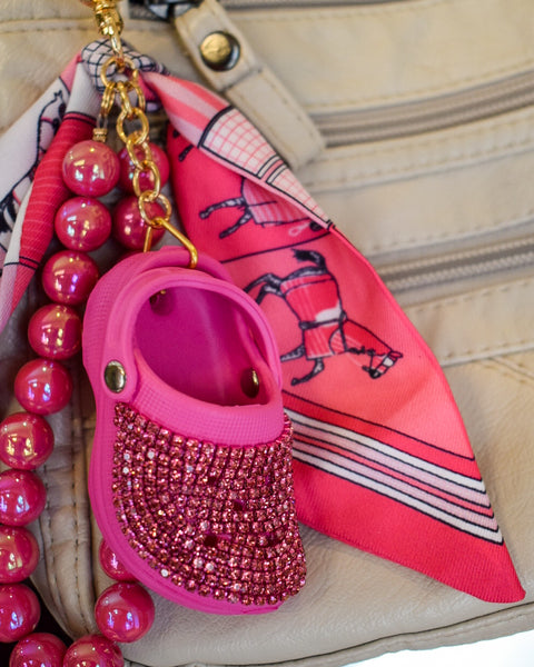 BLING SHOE & SCARF PURSE CHARM/ KEY CHAIN - 4 COLORS