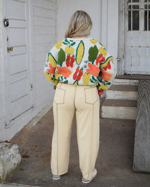 LET'S GET COFFEE BARREL PANT - KHAKI