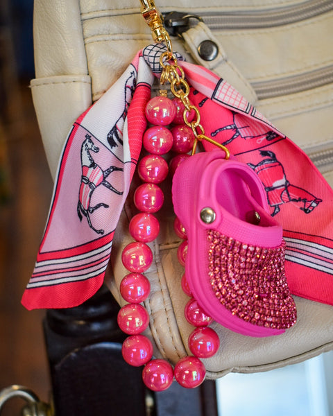 BLING SHOE & SCARF PURSE CHARM/ KEY CHAIN - 4 COLORS