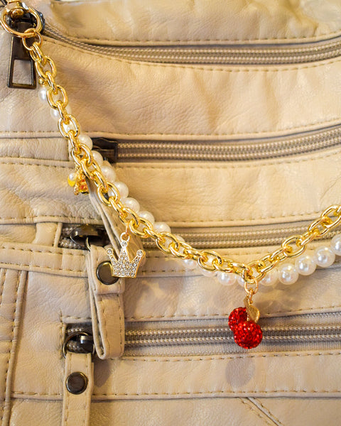 PEARL & CHERRY CHARMS CHUNKY PURSE CHAIN