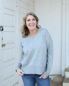 LEIGHTON SWEATER- HEATHER GREY