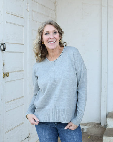 LEIGHTON SWEATER- HEATHER GREY