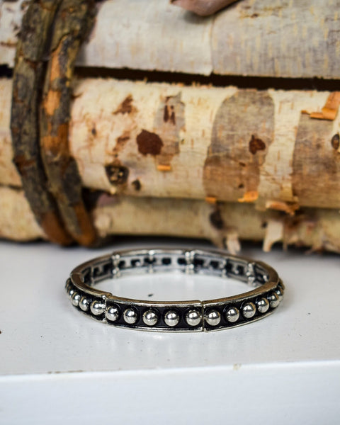 WESTERN DOT PATTERN STRETCH BRACELET - SILVER - Salty Lime Boutique