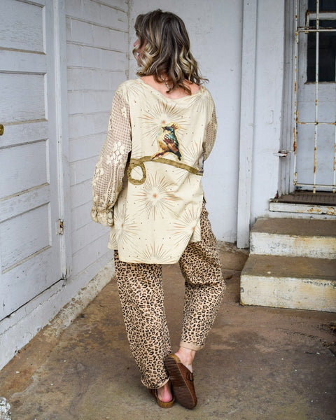 HIGH RISE CROP LEOPARD PRINT BARREL CUFFED JEANS BY RISEN- CAMO - REG/CURVY