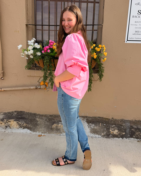 Judy Blue Mid Rise Rigid Magic Release Hem Boyfriend Jeans – Reg/Curvy