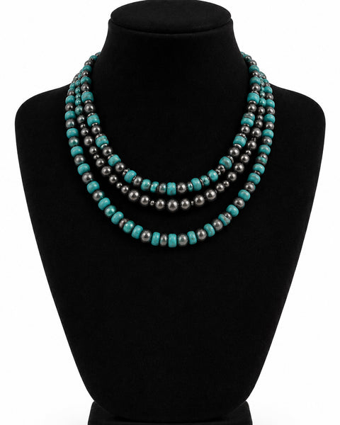 Faux Turquoise & Navaho Pearl Necklace - Salty Lime Boutique