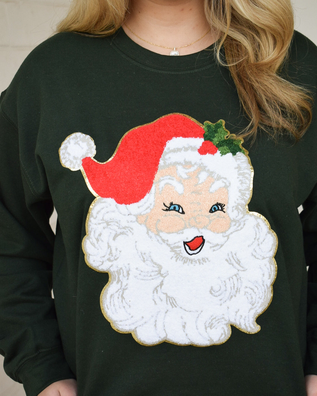 SANTA SEQUINS PATCH SWEATSHIRT - FOREST