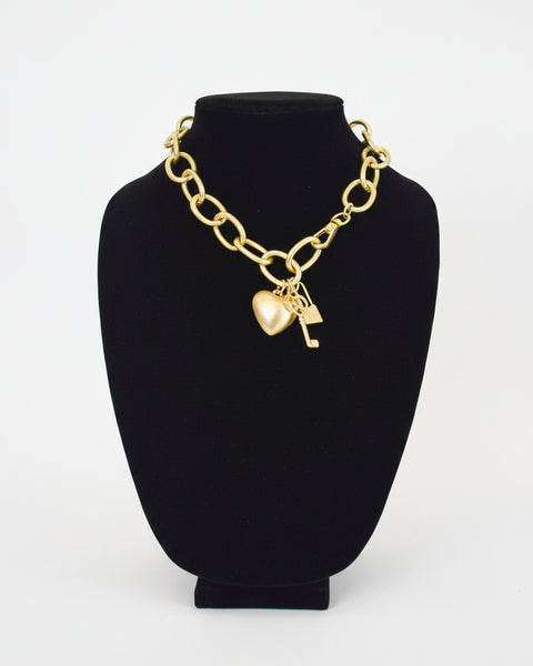 ALL THE LOVE PUFFY HEART MATTE NECKLACE - MATTE GOLD - Salty Lime Boutique