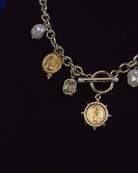 COIN CHARM NECKLACE  - SILVER - Salty Lime Boutique