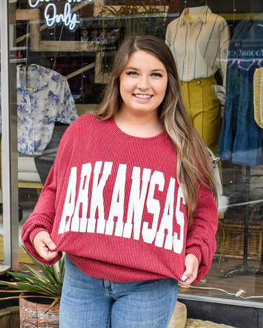 restock - ARKANSAS RIB CORD SWEATSHIRT - BURGUNDY