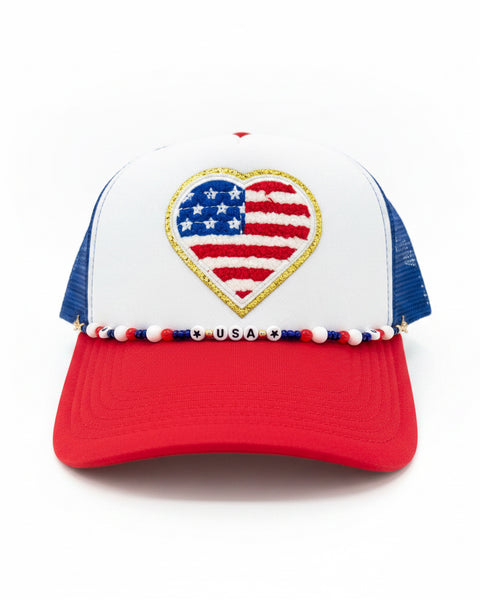 Americana Heart Trucker Hat - Salty Lime Boutique
