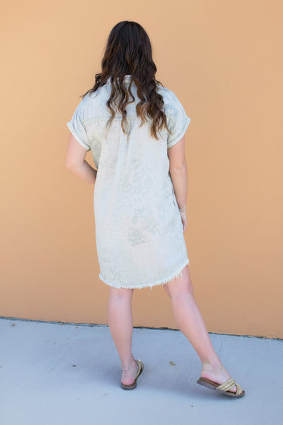 Vintage Patchwork Midi Dress By Easel - Sage - Salty Lime Boutique