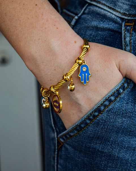 EVIL EYE BANGLE BRACELET - GOLD