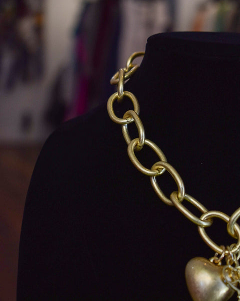 ALL THE LOVE PUFFY HEART MATTE NECKLACE - MATTE GOLD - Salty Lime Boutique