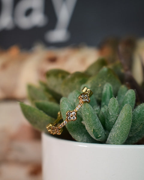 CLOVER CRYSTALS GOLD DIPPED CZ RING