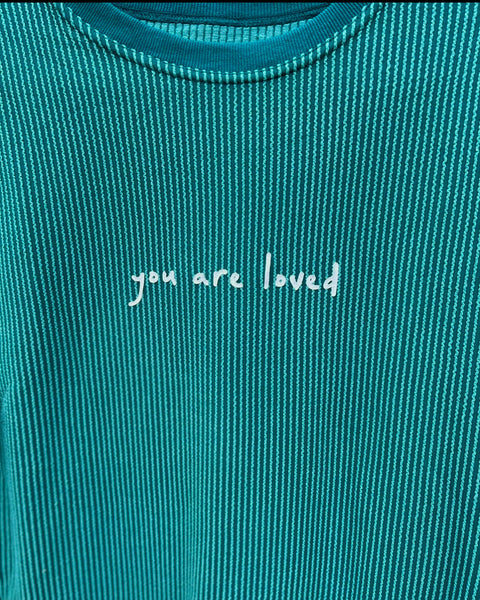 YOU ARE LOVED RIB CORD - HUNTER GREEN