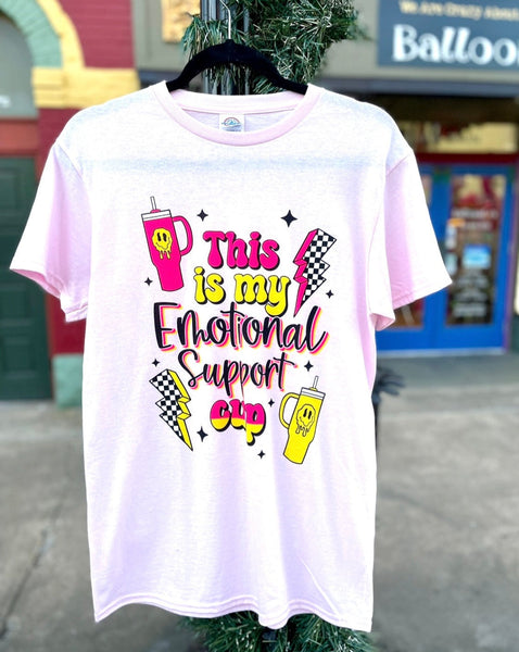 EMOTIONAL SUPPORT CUP GRAPHIC TEE