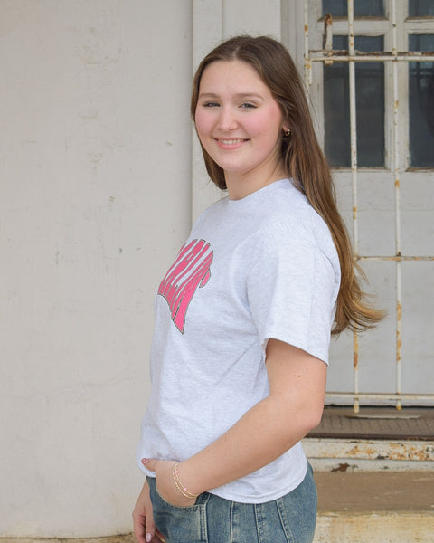 DARLIN GRAPHIC TEE- HEATHERED GREY - CURVY - Salty Lime Boutique