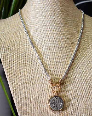 VINTAGE TWO TONE COIN NECKLACE- CREST