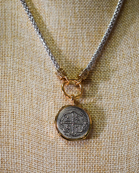 VINTAGE TWO TONE COIN NECKLACE- CREST