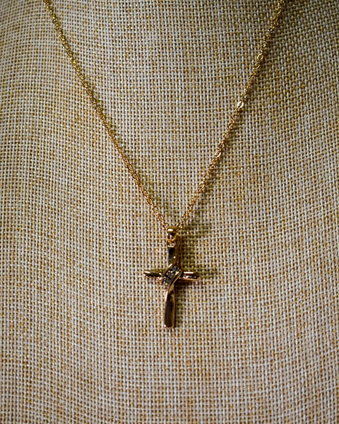 CROSS NECKLACE W/ CRYSTALS -2 COLORS