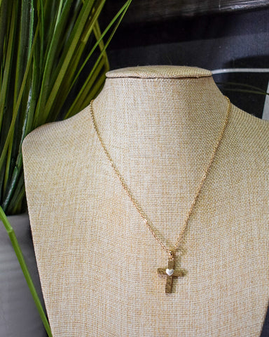 CROSS & HEART NECKLACE- GOLD