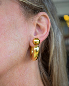 FERNANDA 16K GOLD NON-TARNISH BALL C HOOP EARRING- GOLD