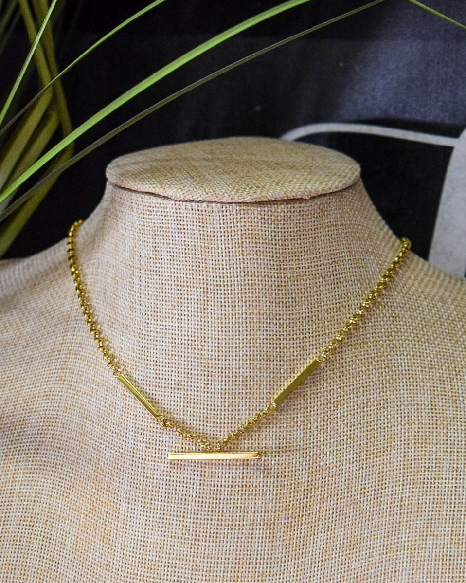ELI 18K GOLD NON-TARNISH FLAT CHAIN CHOKER- GOLD