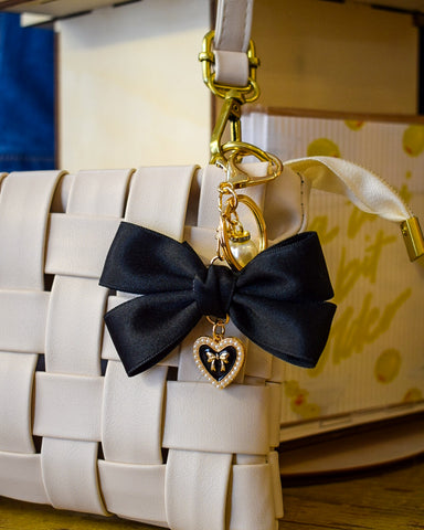 BLACK BOW PURSE CHARM