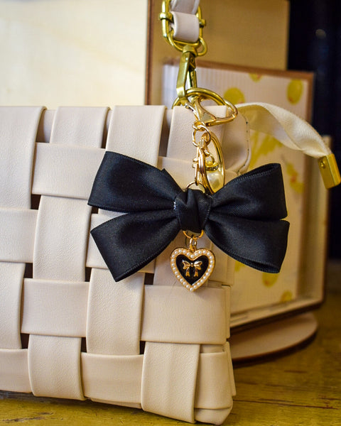 BLACK BOW PURSE CHARM
