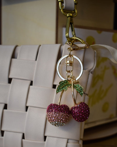 DIPPED CHERRY RHINESTONE PURSE CHARM