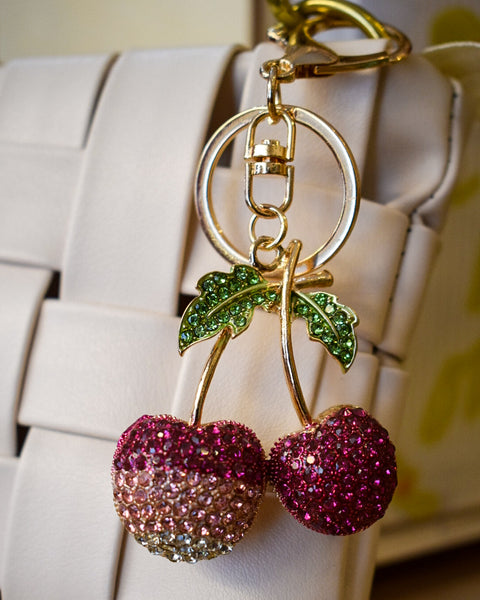 DIPPED CHERRY RHINESTONE PURSE CHARM