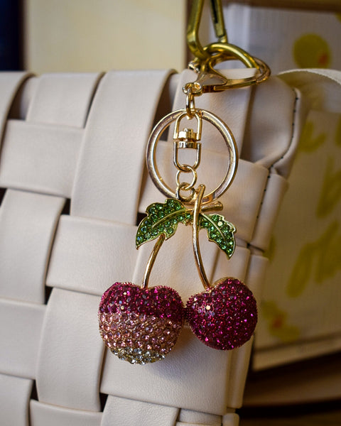 DIPPED CHERRY RHINESTONE PURSE CHARM