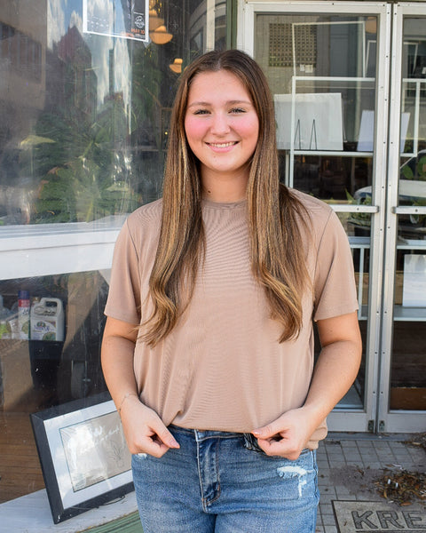 BASIC SHORT SLEEVE TEE - DARK TAUPE